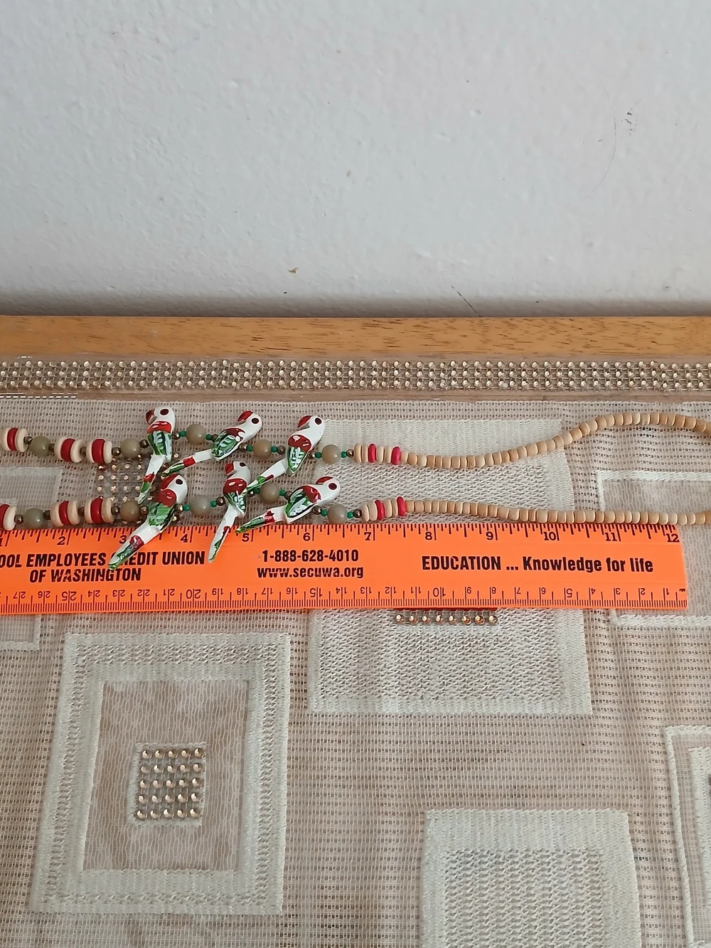 Handcrafted Parrot Bead Necklace - Red & Green Accent